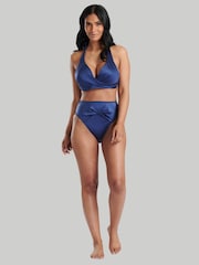 South Beach Navy Twist Bikni Top And High Waist Briefs - Image 1 of 6