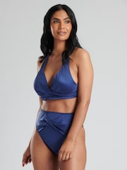 South Beach Navy Twist Bikni Top And High Waist Briefs - Image 4 of 6