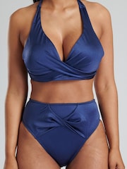 South Beach Navy Twist Bikni Top And High Waist Briefs - Image 6 of 6
