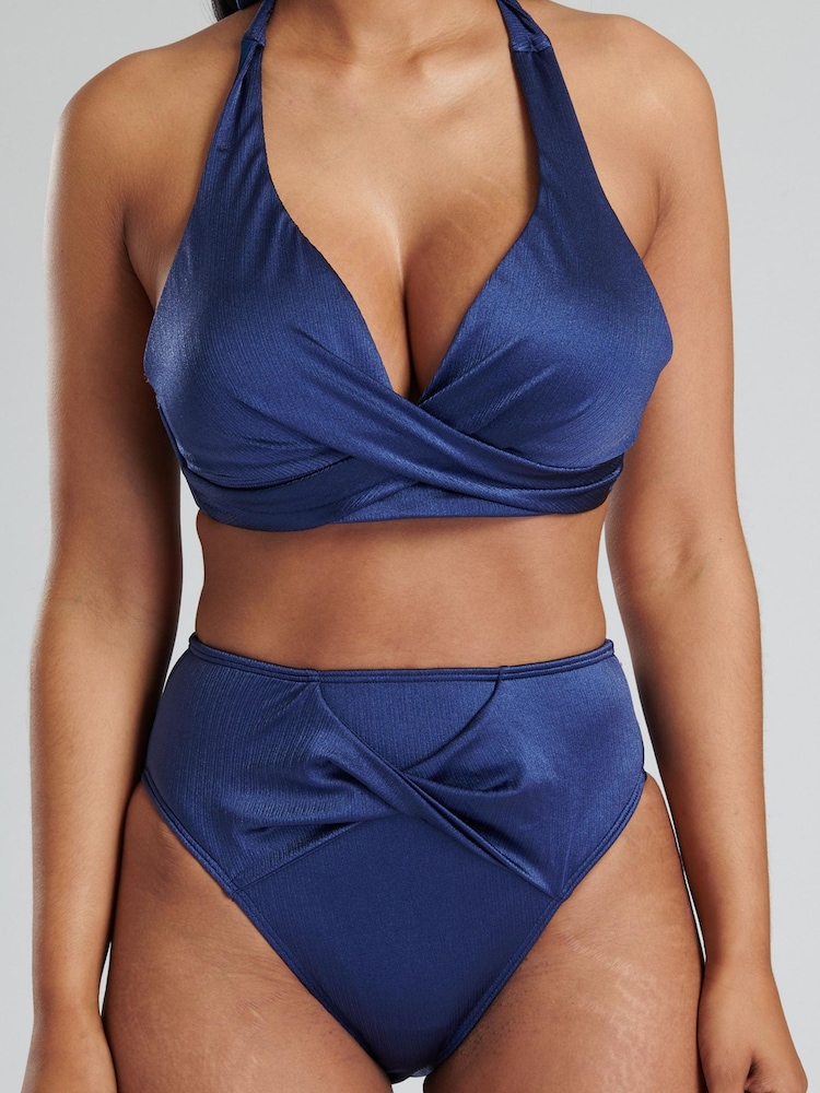 South Beach Navy Twist Bikni Top And High Waist Briefs - Image 6 of 6