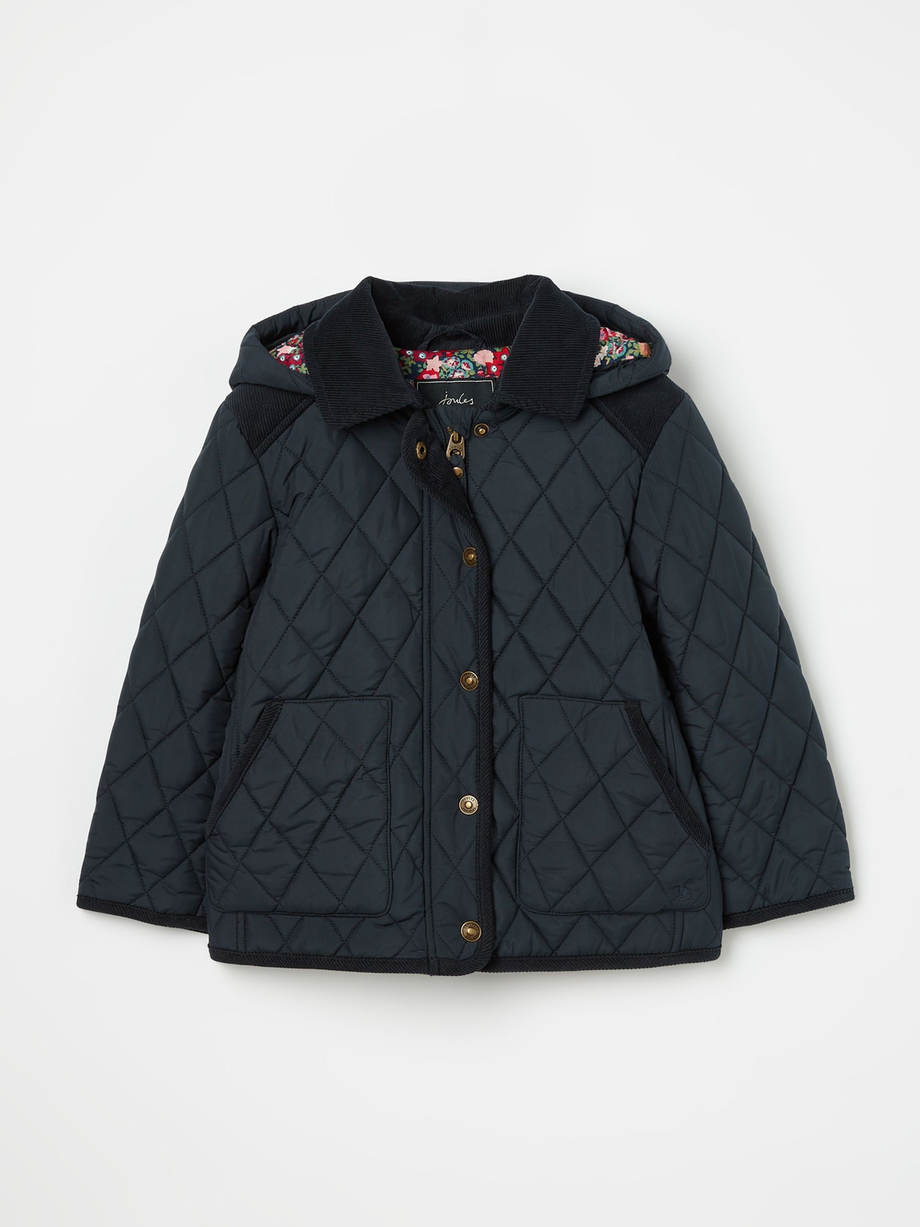 Buy Joules Girls Marsdale Navy Blue Diamond Quilted Coat With Hood from Next Luxembourg