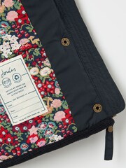Joules Girls' Marsdale Navy Blue Diamond Quilted Coat With Hood - Image 6 of 6