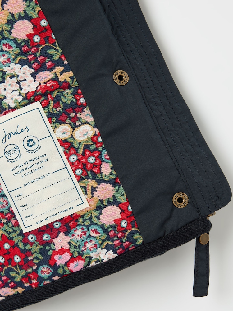 Joules Girls' Marsdale Navy Blue Diamond Quilted Coat With Hood - Image 6 of 6 Joules Girls' Marsdale Navy Blue Diamond Quilted Coat With Hood - Image 6 of 6