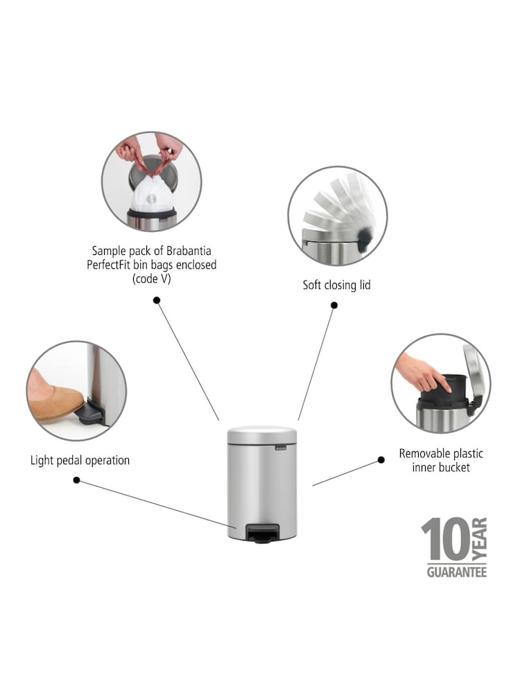 Brabantia Grey NewIcon 3L Pedal Bin - Image 6 of 6