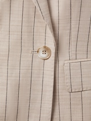 Reiss Neutral Odette Wool Blend Striped Double Breasted Blazer - Image 6 of 6