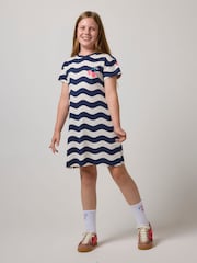 SCAMP & DUDE Blue Wave Stripe T-Shirt Dress - Image 1 of 3