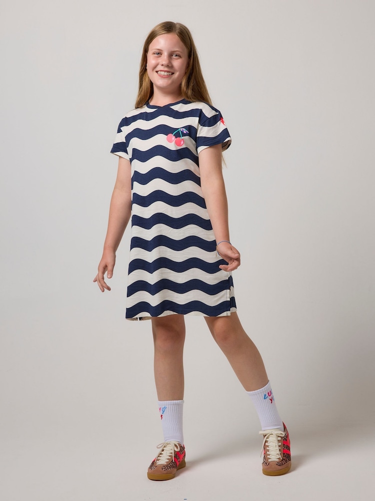 SCAMP & DUDE Blue Wave Stripe T-Shirt Dress - Image 1 of 3