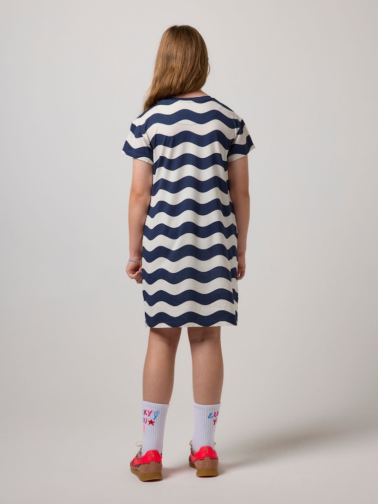 SCAMP & DUDE Blue Wave Stripe T-Shirt Dress - Image 2 of 3