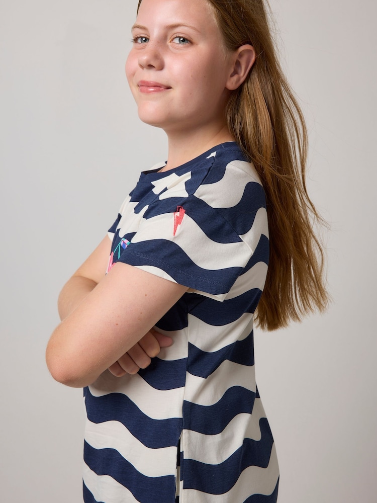 SCAMP & DUDE Blue Wave Stripe T-Shirt Dress - Image 3 of 3