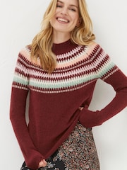 FatFace Red Bea Yoke Fairisle Jumper - Image 1 of 6