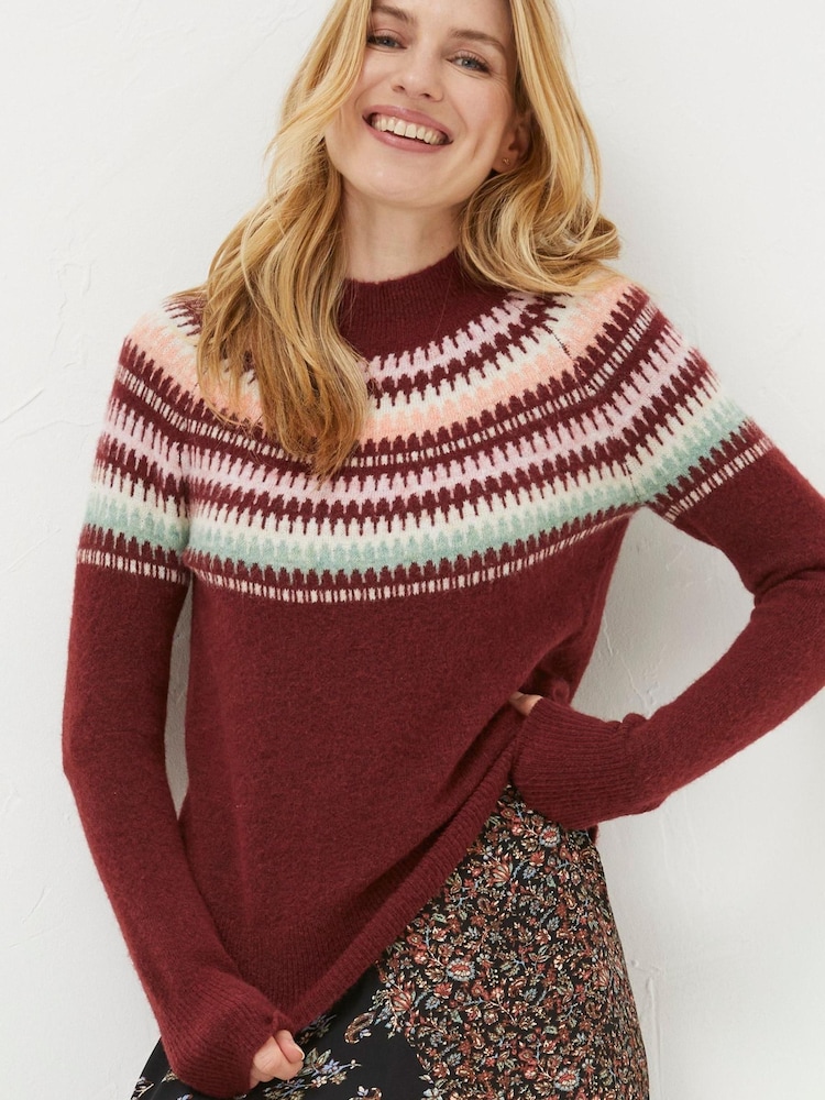 FatFace Red Bea Yoke Fairisle Jumper - Image 1 of 6