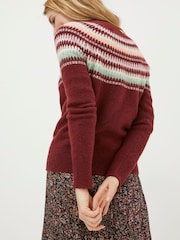 FatFace Red Bea Yoke Fairisle Jumper - Image 2 of 6