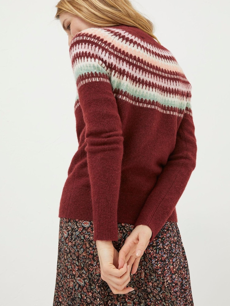 FatFace Red Bea Yoke Fairisle Jumper - Image 2 of 6