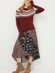 FatFace Red Bea Yoke Fairisle Jumper - Image 3 of 6