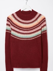 FatFace Red Bea Yoke Fairisle Jumper - Image 6 of 6