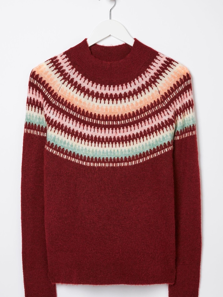 FatFace Red Bea Yoke Fairisle Jumper - Image 6 of 6