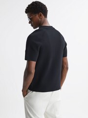 Reiss Navy Hawk Embroidered Cuban Collar Shirt - Image 4 of 4