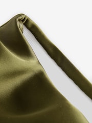 Khaki Green Satin Midi Skirt - Image 7 of 8