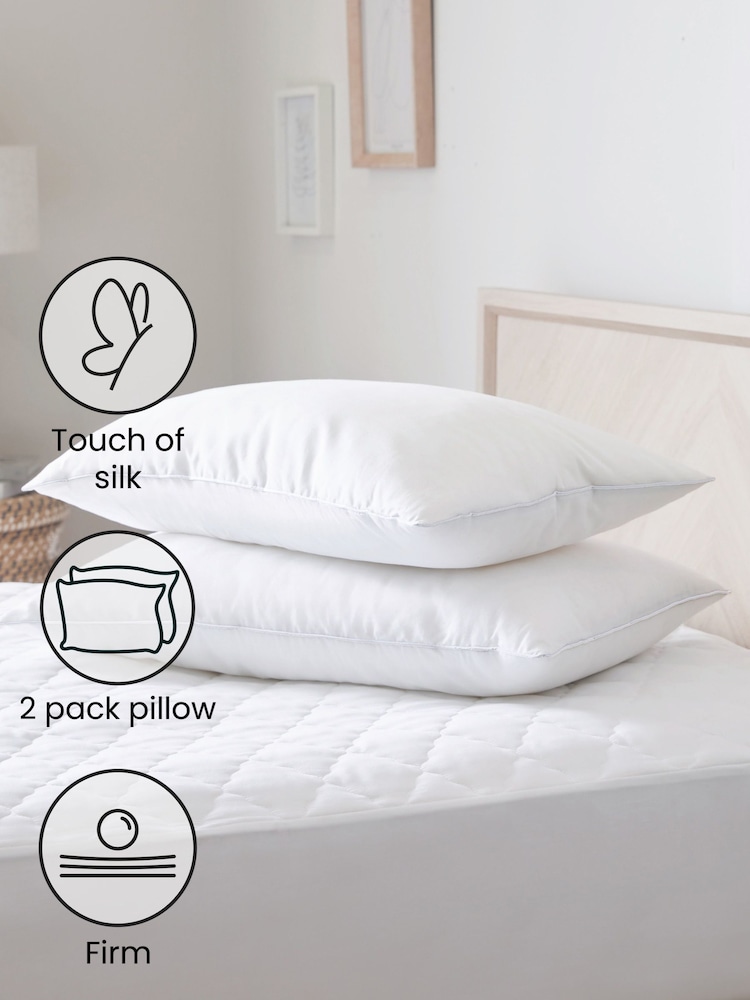 Set of 2 Sleep In Silk Firm 100% Cotton Pillows - Image 2 of 3