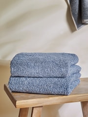 Blue Textured 100% Cotton Towel - Image 5 of 5