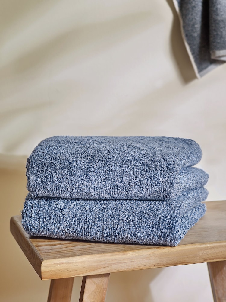 Blue Textured 100% Cotton Towel - Image 5 of 5