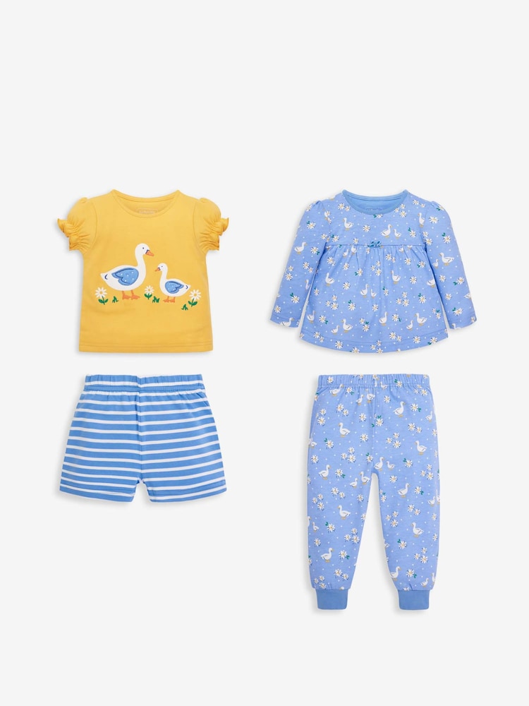 JoJo Maman Bébé Blue 2-Pack Kids' Duck Jersey Pyjamas - Image 1 of 7