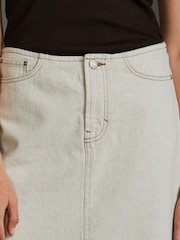 Ecru Beige Denim 100% Cotton Midi Skirt - Image 5 of 7