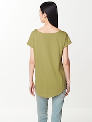 Light Green Round Neck Cap Sleeve 100% Cotton T-Shirt - Image 4 of 7
