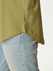 Light Green Round Neck Cap Sleeve 100% Cotton T-Shirt - Image 5 of 7