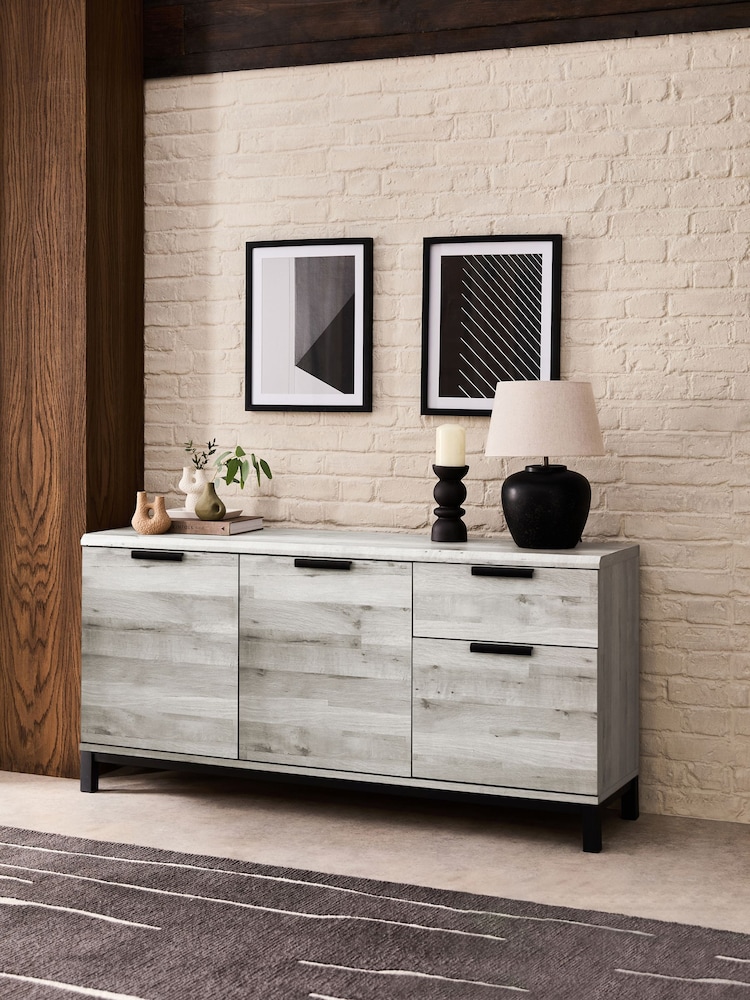 Grey Bronx Oak Effect Sideboard - Image 1 of 10