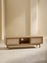 MADE.COM Oak Effect 1 Pavia Rattan Wide Up to 50 Inch TV Unit - Image 3 of 5