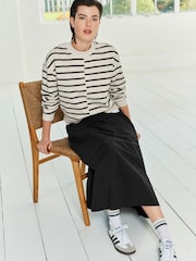 Black Poplin Midi Shirred Waist Skirt - Image 2 of 7