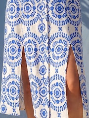 Roman Blue Petite Button Down Midi Dress - Image 4 of 4