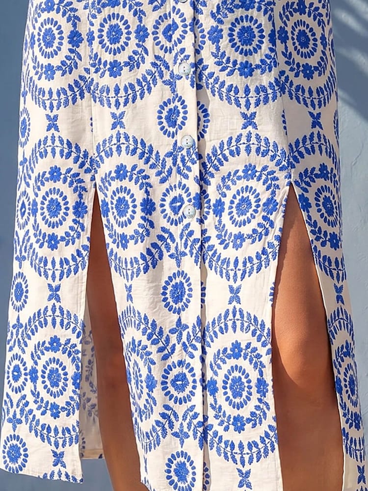 Roman Blue Petite Button Down Midi Dress - Image 4 of 4 Roman Blue Petite Button Down Midi Dress - Image 4 of 4