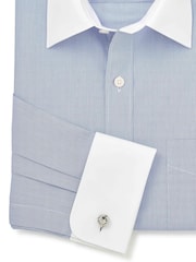 Savile Row Company Blue Classic Fit Striped Cotton Winchester Double Cuff Formal Shirt - Image 4 of 5