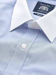 Savile Row Company Blue Classic Fit Striped Cotton Winchester Double Cuff Formal Shirt - Image 5 of 5
