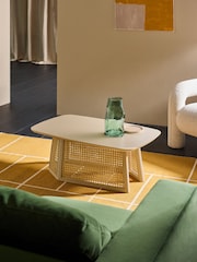MADE.COM Ecru White Luca Cane Coffee Table - Image 1 of 6