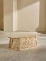 MADE.COM Ecru White Luca Cane Coffee Table - Image 4 of 6