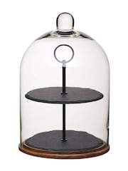 Black 2 Tier 23 x 31cm Slate Serving Stand - Image 2 of 2