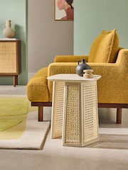 MADE.COM Ecru White Luca Cane Side Table - Image 1 of 4
