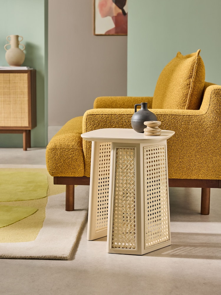 MADE.COM Ecru White Luca Cane Side Table - Image 1 of 4