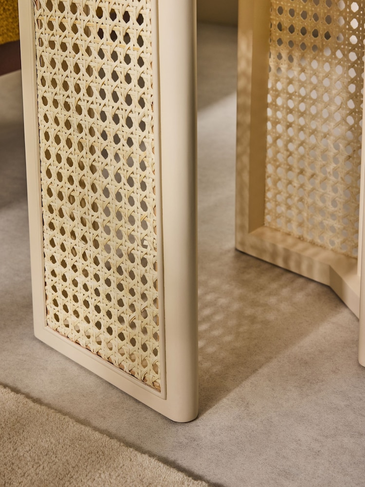 MADE.COM Ecru White Luca Cane Side Table - Image 2 of 4
