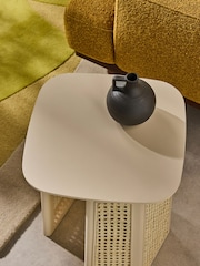MADE.COM Ecru White Luca Cane Side Table - Image 3 of 4