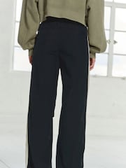 Black/Ecru Cream Side Stripe Nylon Track Joggers - Image 4 of 7