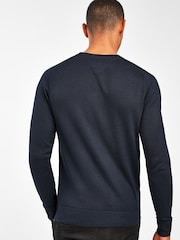 Blau - Tommy Hilfiger Core Pullover mit Rundhalsausschnitt aus Baumwolle und Seide - Bild 2 von 4
