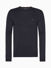 Blau - Tommy Hilfiger Core Pullover mit Rundhalsausschnitt aus Baumwolle und Seide - Bild 4 von 4