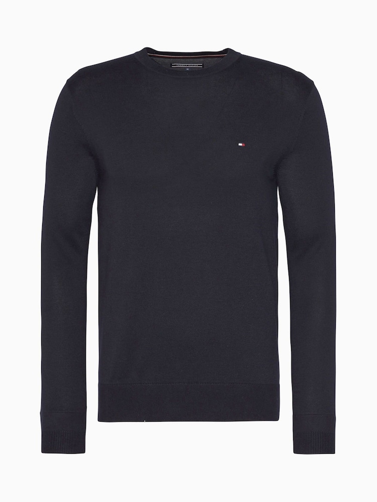 Blau - Tommy Hilfiger Core Pullover mit Rundhalsausschnitt aus Baumwolle und Seide - Bild 4 von 4