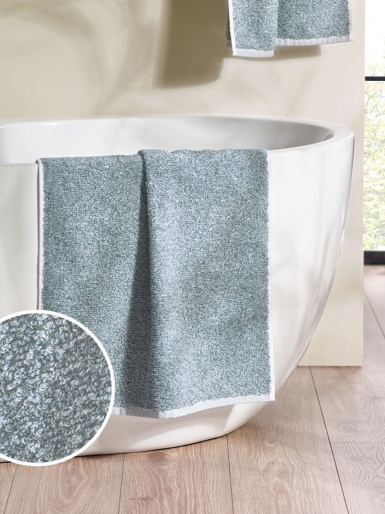 Green Textured 100% Cotton Towel - Image 1 of 7