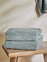 Green Textured 100% Cotton Towel - Image 5 of 7