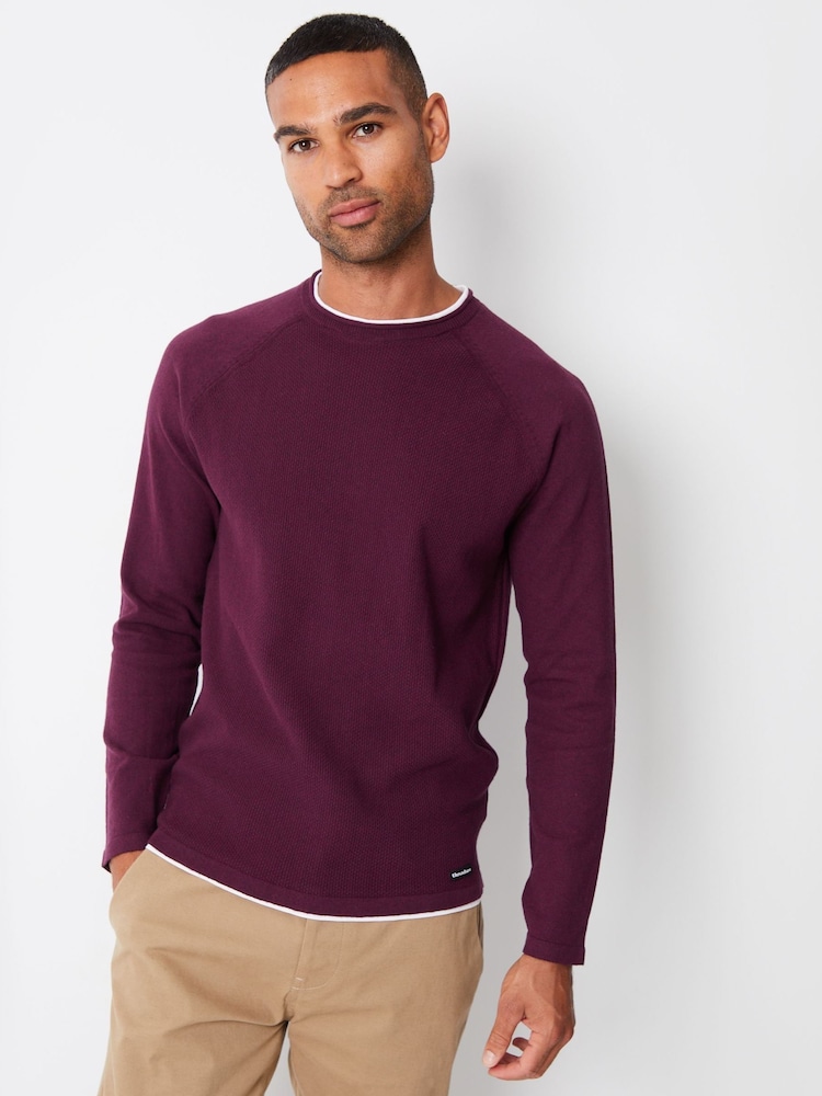 Threadbare Burgundy Red Crew Neck Jumper With Mock T-Shirt - Image 1 of 4